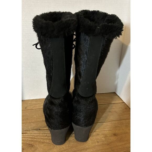 OSCAR Sport Vera Apres Ski Fur Sedge Boots Women's EU 40 Black Made In Italy - Picture 3 of 5